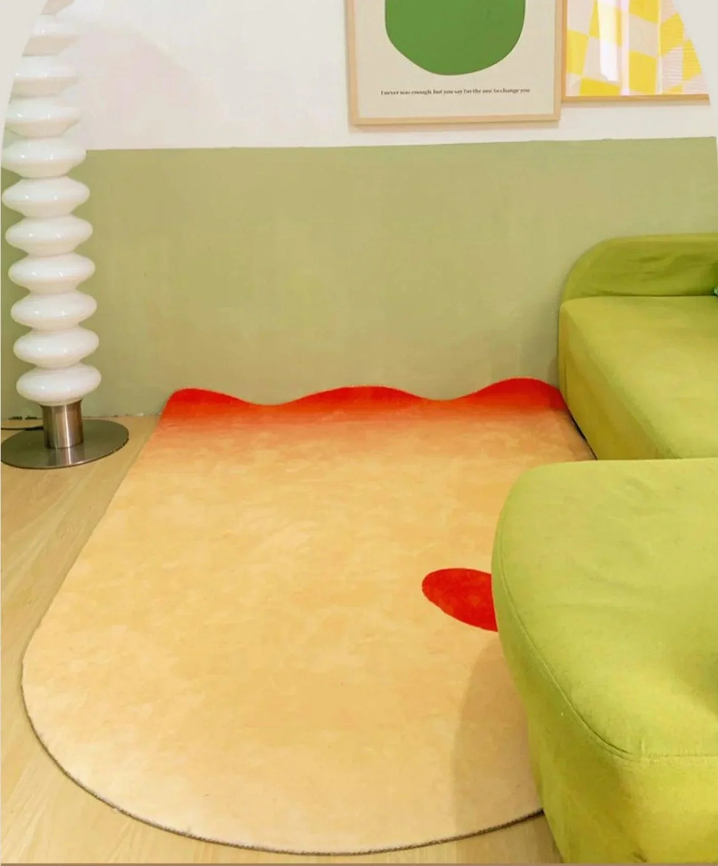 Cozy Blue Green Minimal Rug Carpets for Living Room Plush Fluffy Soft for Lounge -