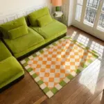 Cozy Blue Green Minimal Rug Carpets for Living Room Plush Fluffy Soft for Lounge