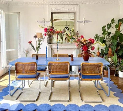 Cozy Blue Green Minimal Rug Carpets for Living Room Plush Fluffy Soft for Lounge -