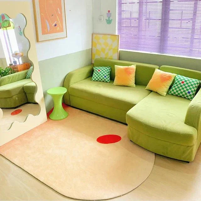 Cozy Blue Green Minimal Rug Carpets for Living Room Plush Fluffy Soft for Lounge -