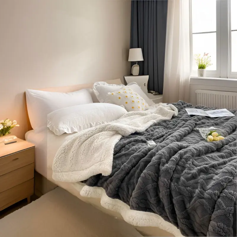 Cozy Cuddle Double Sided Cozy Cashmere Fleece Blanket for Nighttime Warmth with Style tag1