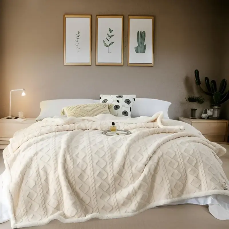Cozy Cuddle Double Sided Cozy Cashmere Fleece Blanket for Nighttime Warmth with Style tag1