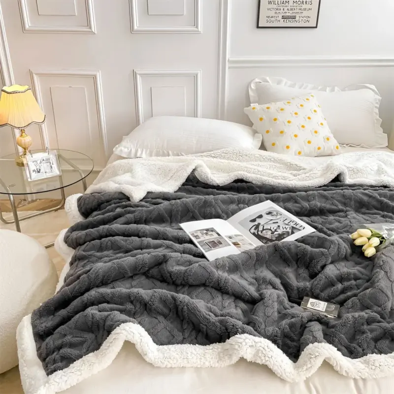 Cozy Cuddle Double Sided Cozy Cashmere Fleece Blanket for Nighttime Warmth with Style tag1