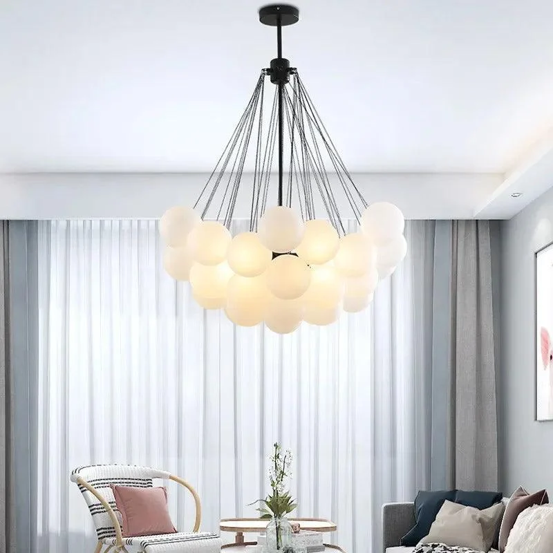 Cozy Gold Black Frosted Glass Ball LED Pendant Lighting Room Decor Chandeliers Indoor - 