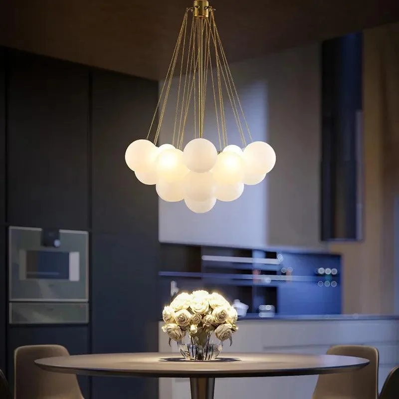 Cozy Gold Black Frosted Glass Ball LED Pendant Lighting Room Decor Chandeliers Indoor -