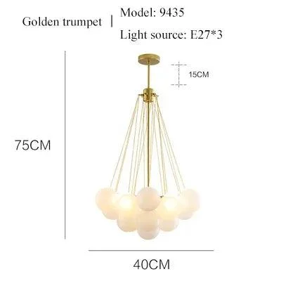 Cozy Gold Black Frosted Glass Ball LED Pendant Lighting Room Decor Chandeliers Indoor -