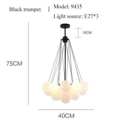 Cozy Gold Black Frosted Glass Ball LED Pendant Lighting Room Decor Chandeliers Indoor -
