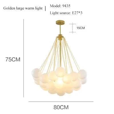 Cozy Gold Black Frosted Glass Ball LED Pendant Lighting Room Decor Chandeliers Indoor -