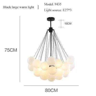 Cozy Gold Black Frosted Glass Ball LED Pendant Lighting Room Decor Chandeliers Indoor -