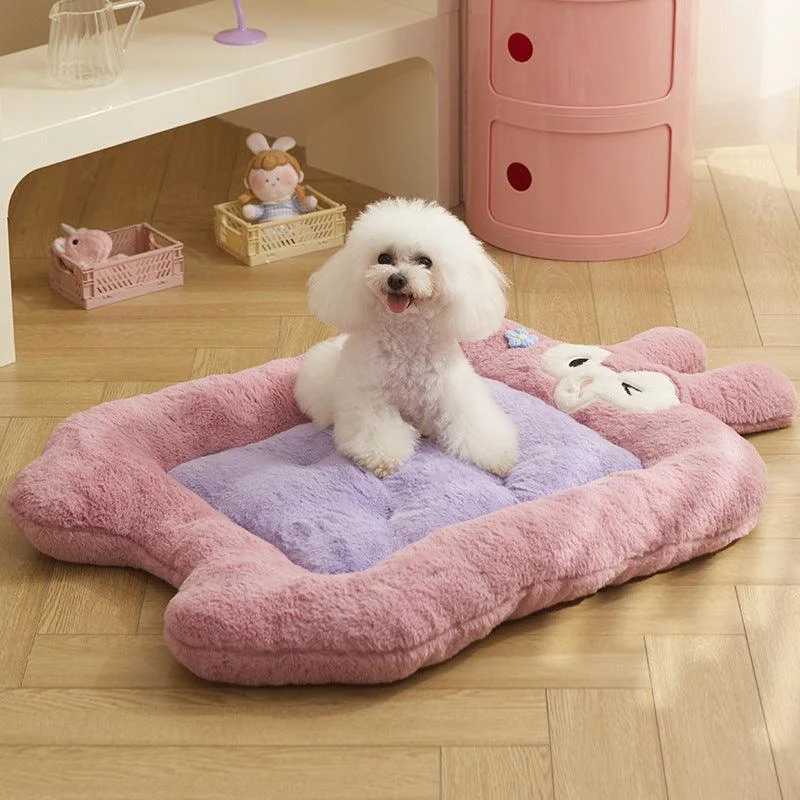 Cozy Haven Pink and Purple Fleece-Lined Cat Bed Mat -  - #tag1#
