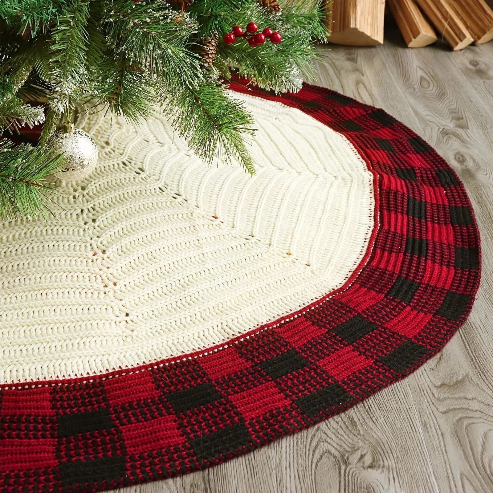 Cozy Knitted Christmas Tree Skirt -  - #tag1#