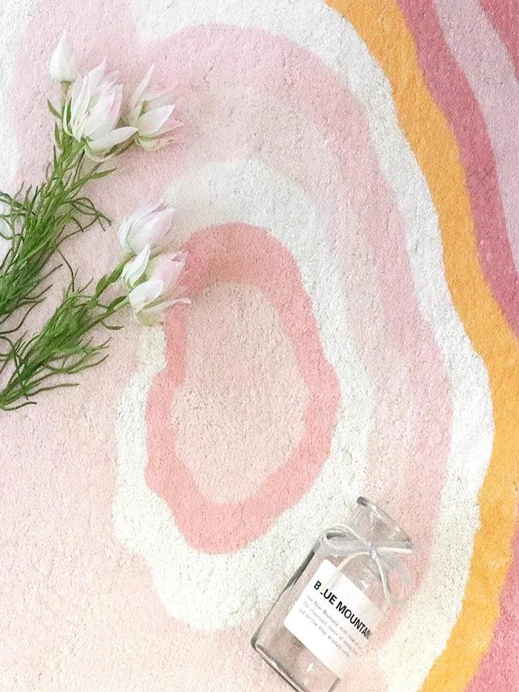 Cozy Pink Green Cloud Abstract Rug Decoration Sofa Bedroom -