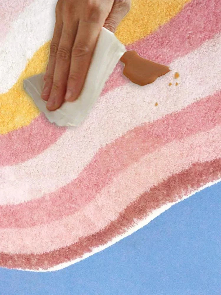 Cozy Pink Green Cloud Abstract Rug Decoration Sofa Bedroom -