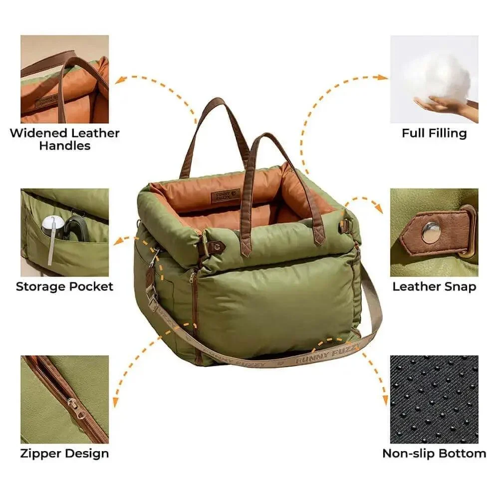 Cozypets - TravelPaws Bed - Luxurious Faux Leather Dog Car Bed -  - #tag1#