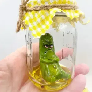Cranky Pickle Sculpture in Jar
