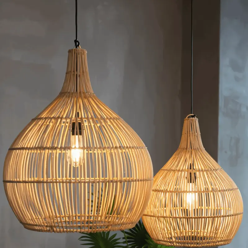 CrateGleam Geometric Braided Rattan Pendant Light tag1