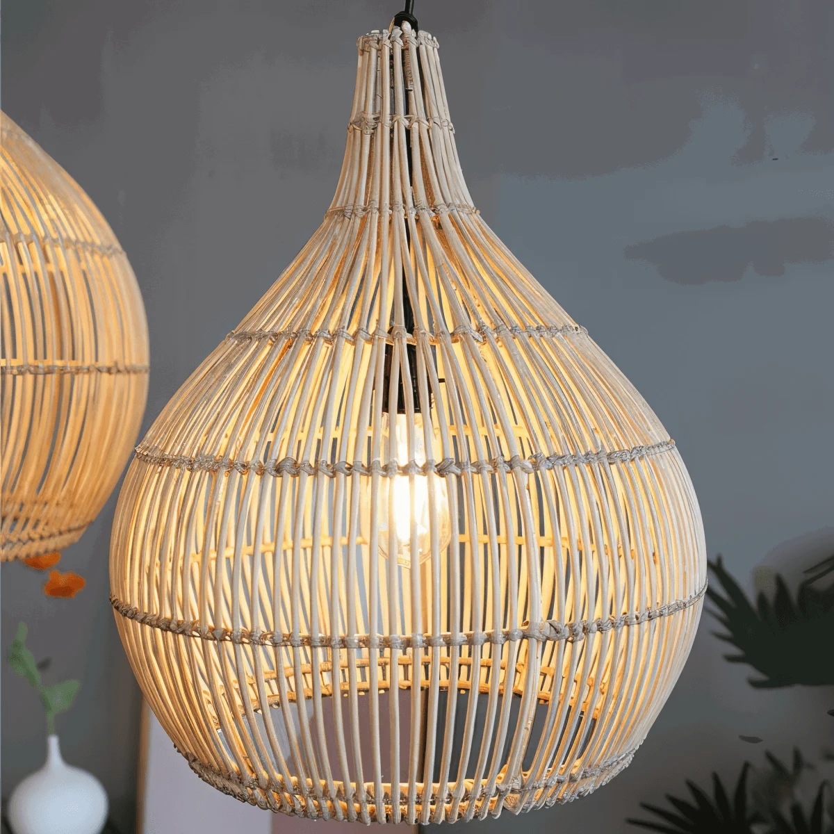 CrateGleam - Geometric Braided Rattan Pendant Light -  - #tag1#