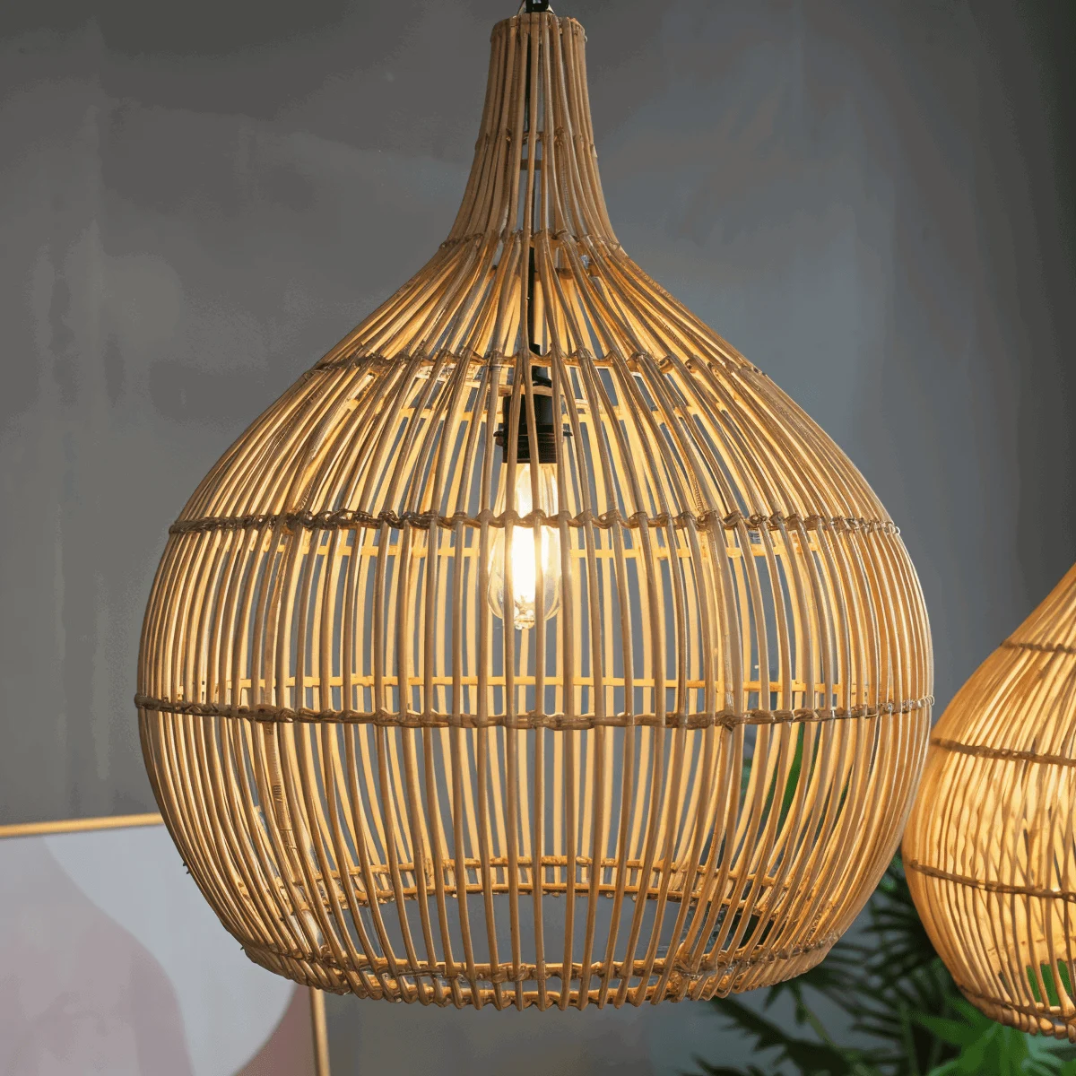 CrateGleam - Geometric Braided Rattan Pendant Light -  - #tag1#