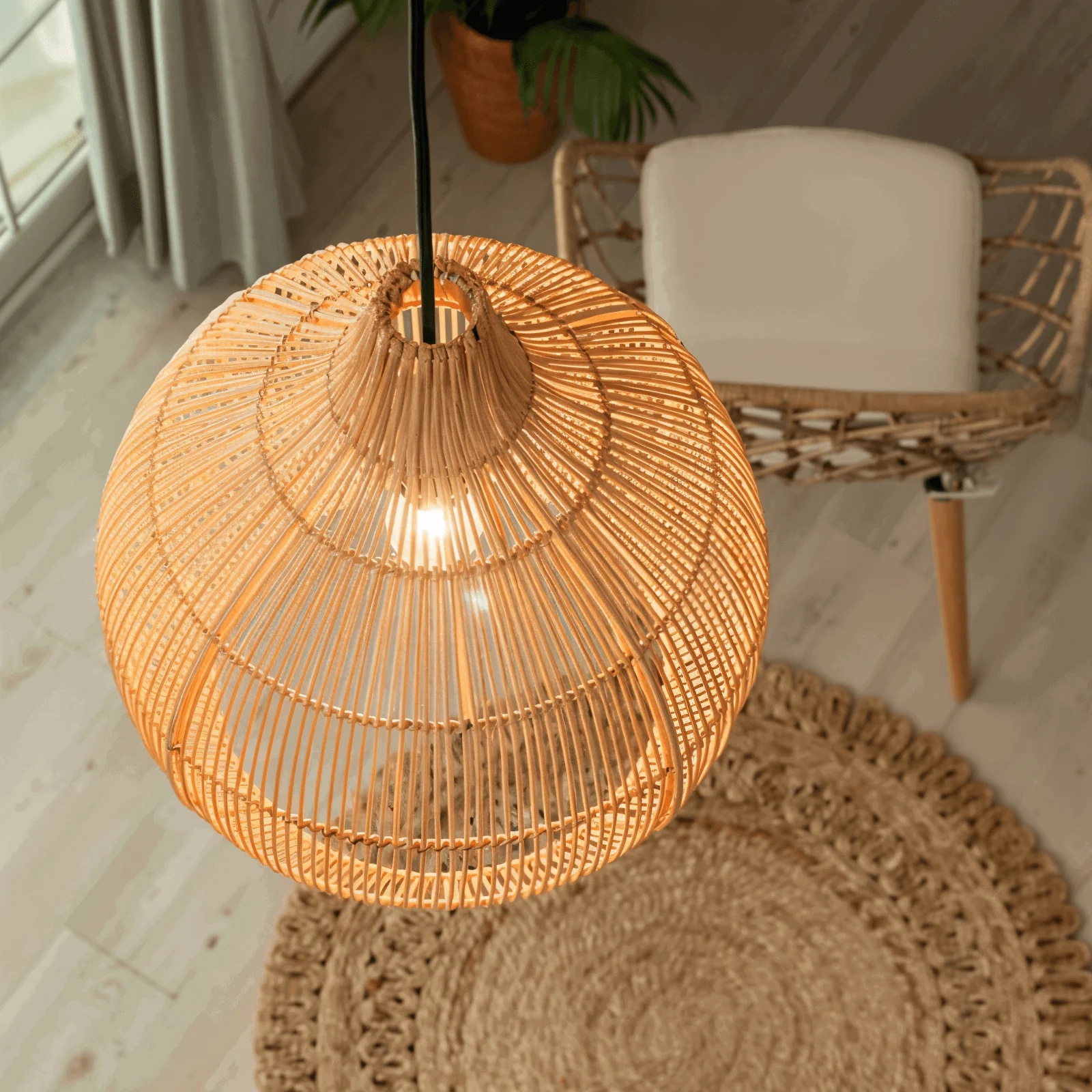 CrateGleam - Geometric Braided Rattan Pendant Light -  - #tag1#