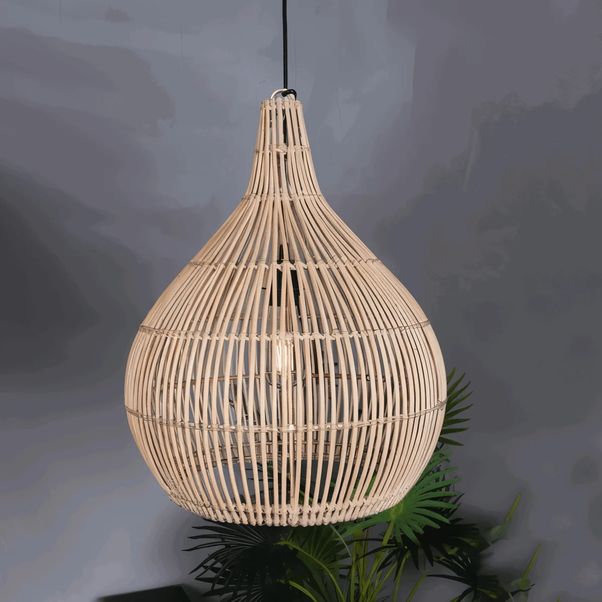 CrateGleam - Geometric Braided Rattan Pendant Light -  - #tag1#