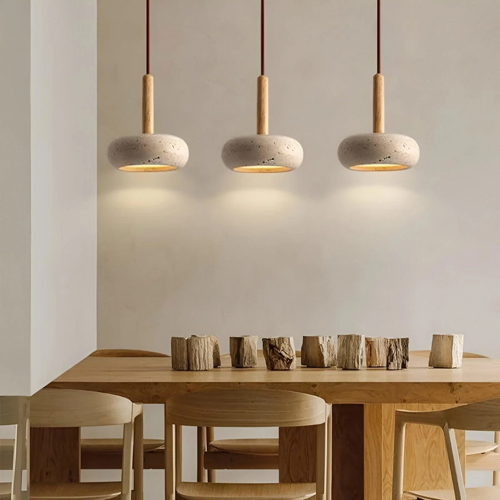 Cream Travertine Pendant Light - Round Ceiling Light - Retro Pendant Light -  - #tag1#