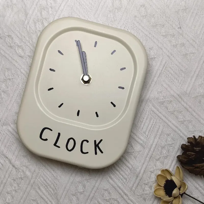 Cream White Minimalistic Clock