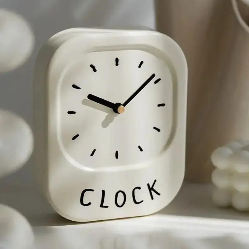 Cream White Minimalistic Clock