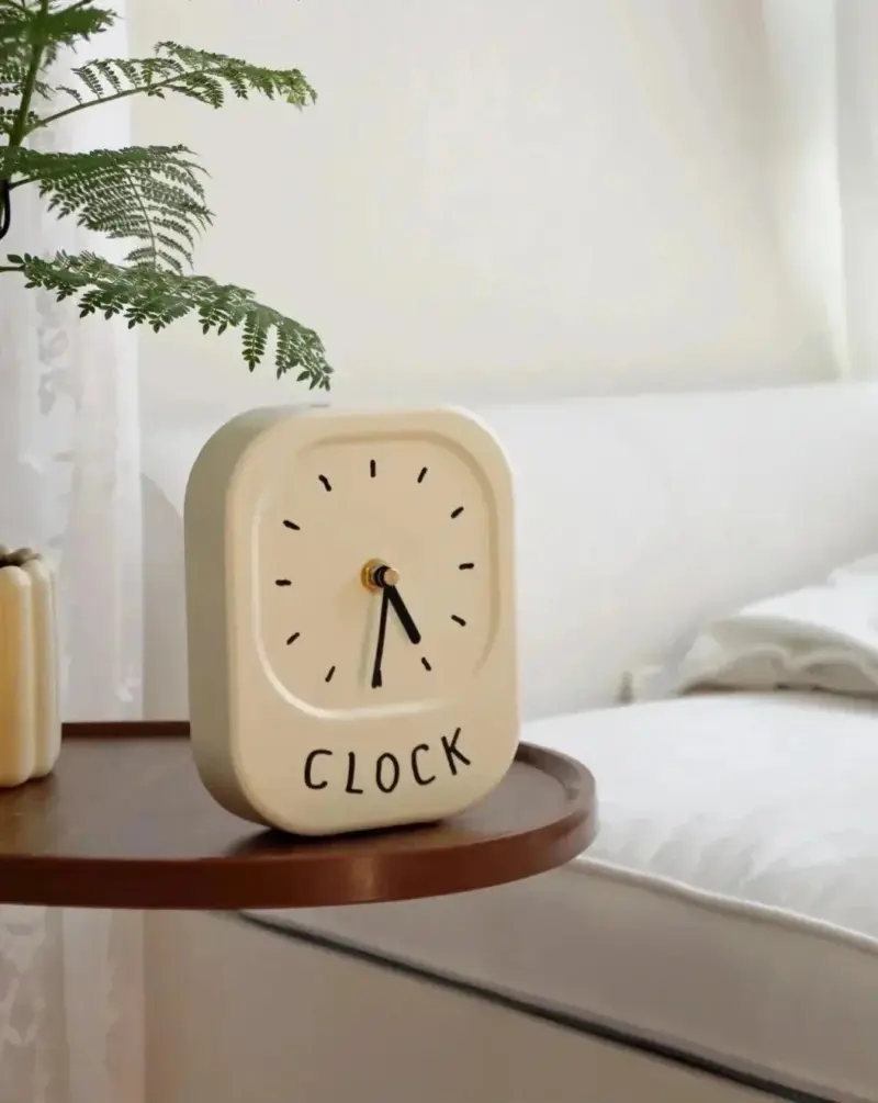Cream White Minimalistic Clock