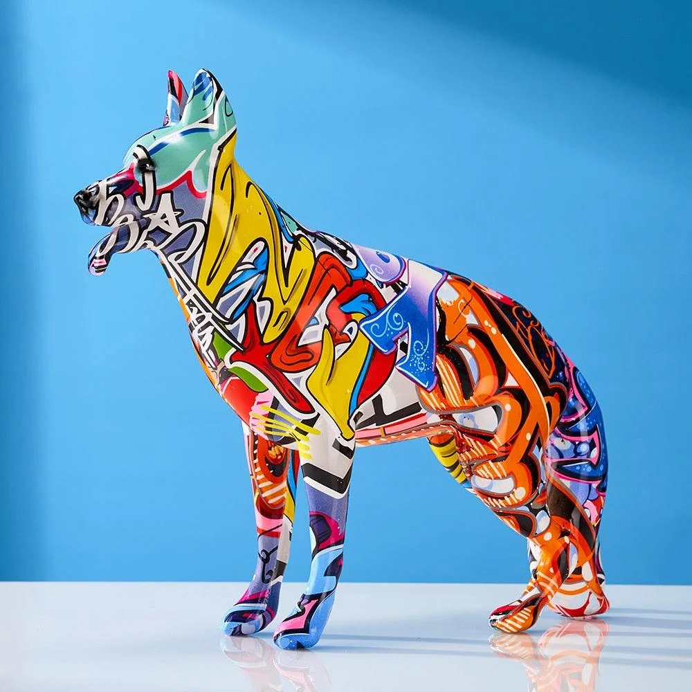 Creative Colorful Art Animal German Shepherd Resin Crafts Home Decoration Color Modern Simple Home Decor Modern F7bd15ff A480 44a3 B532 Dac74863c9d8