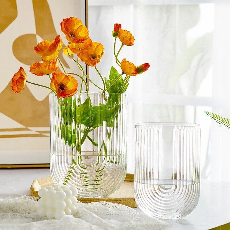 Creative Glass Vase Transparent Hydroponics Flower Vase Living Room Decor Modern Decor Flower Arrangement Table Accessories