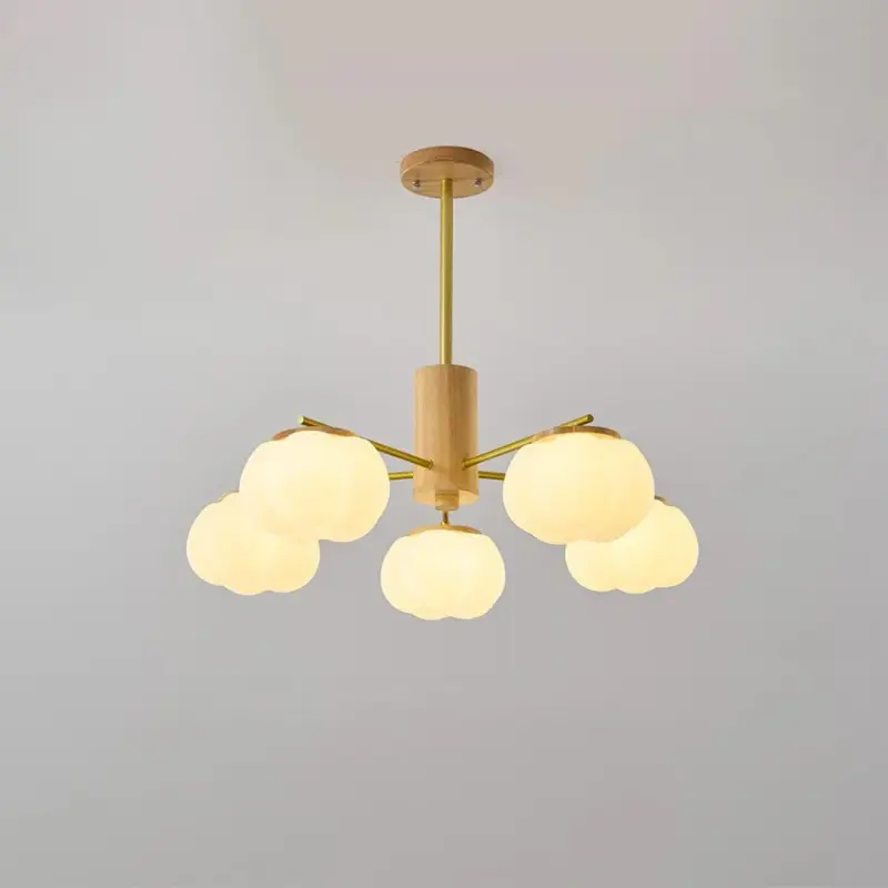 CreativeWoodenCottonBallsLivingRoomChandelier Homdiy