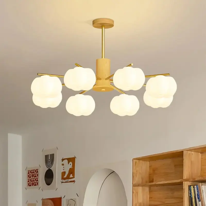 CreativeWoodenCottonBallsLivingRoomChandelier Homdiy