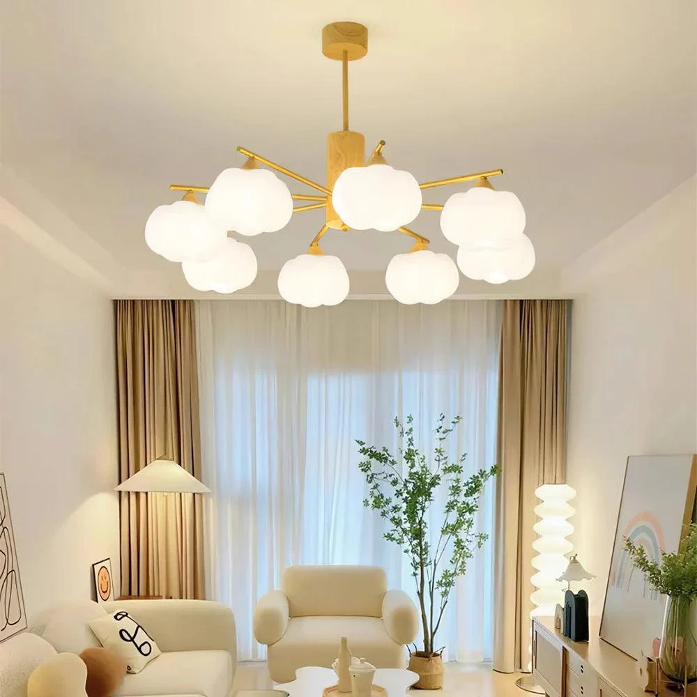 Creativewoodencottonballslivingroomchandelier Homdiy 5