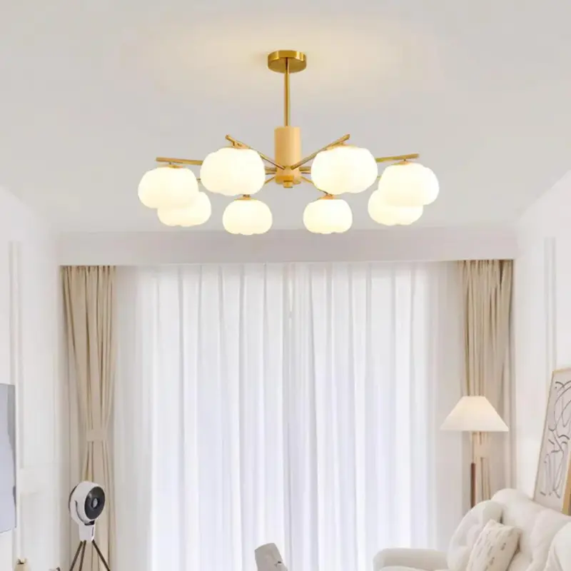 CreativeWoodenCottonBallsLivingRoomChandelier Homdiy