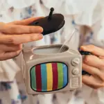 Creative 3D TV Shape Ceramic Coffee Mug With Lid tag1