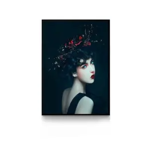 Creative Anime Alien Girl Canvas Painting Bird Leaf Flowers Butterfly Poster Print Wall Art For Living Room