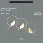 Creative Birds LED Circle String Hanging Lamp tag1
