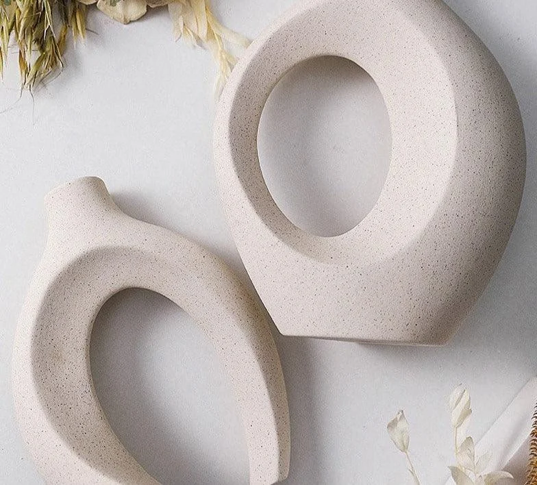 Creative Ceramic Circular Hollow Vase Set -