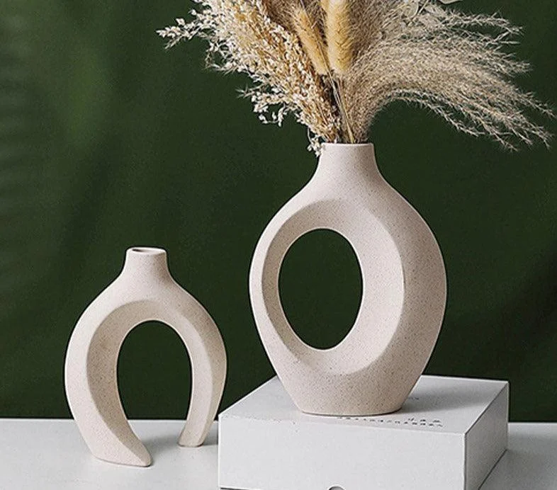 Creative Ceramic Circular Hollow Vase Set -