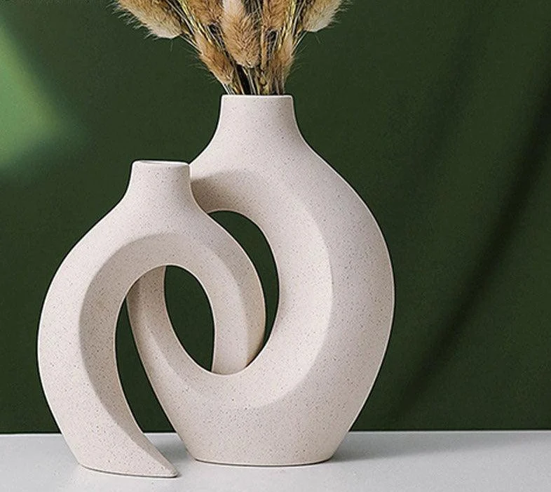 Creative Ceramic Circular Hollow Vase Set -