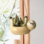 Creative Ceramic Sloth Hanging Flowerpot tag1
