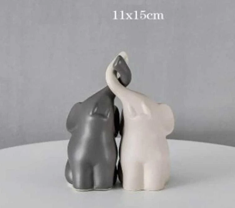 Creative Ceramic Twin Elephants Table Ornaments -