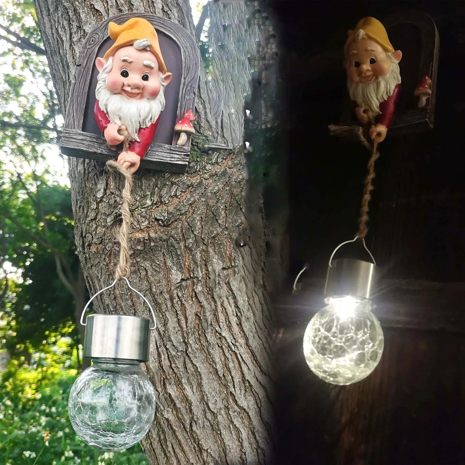 Creative Dwarf Solar Night Light: Charming Outdoor Garden Ornament - 