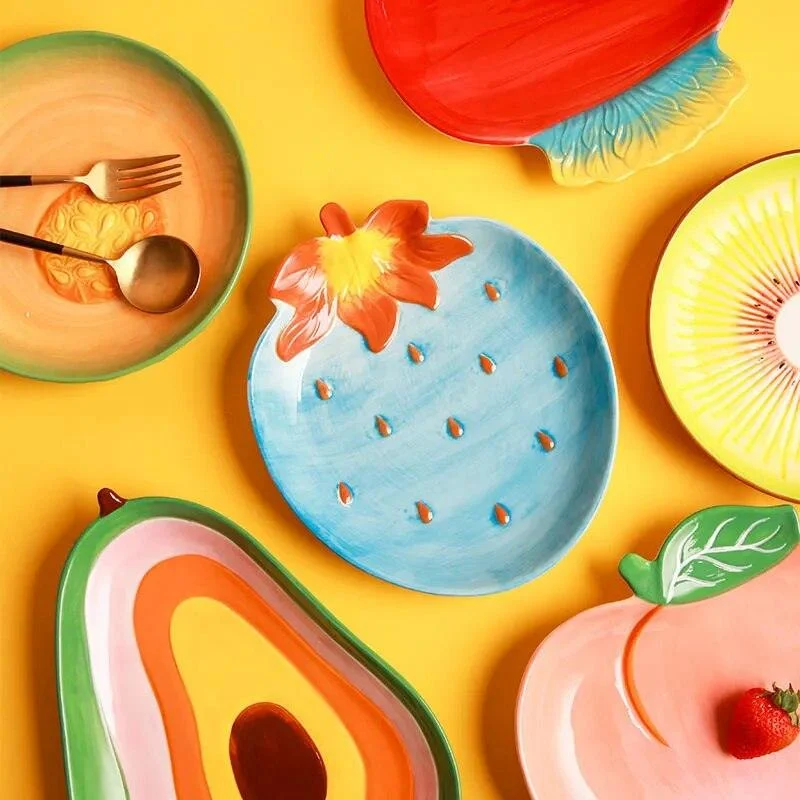 Creative Fruit Shaped Ceramic Dessert Plates -