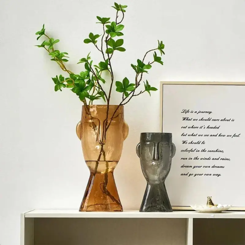 Creative Glass Head Shape Decorative Vase tag1