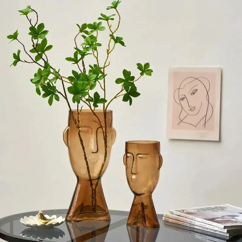 Creative Glass Head Shape Decorative Vase tag1