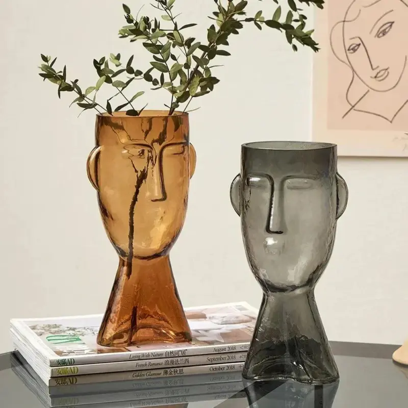 Creative Glass Head Shape Decorative Vase tag1