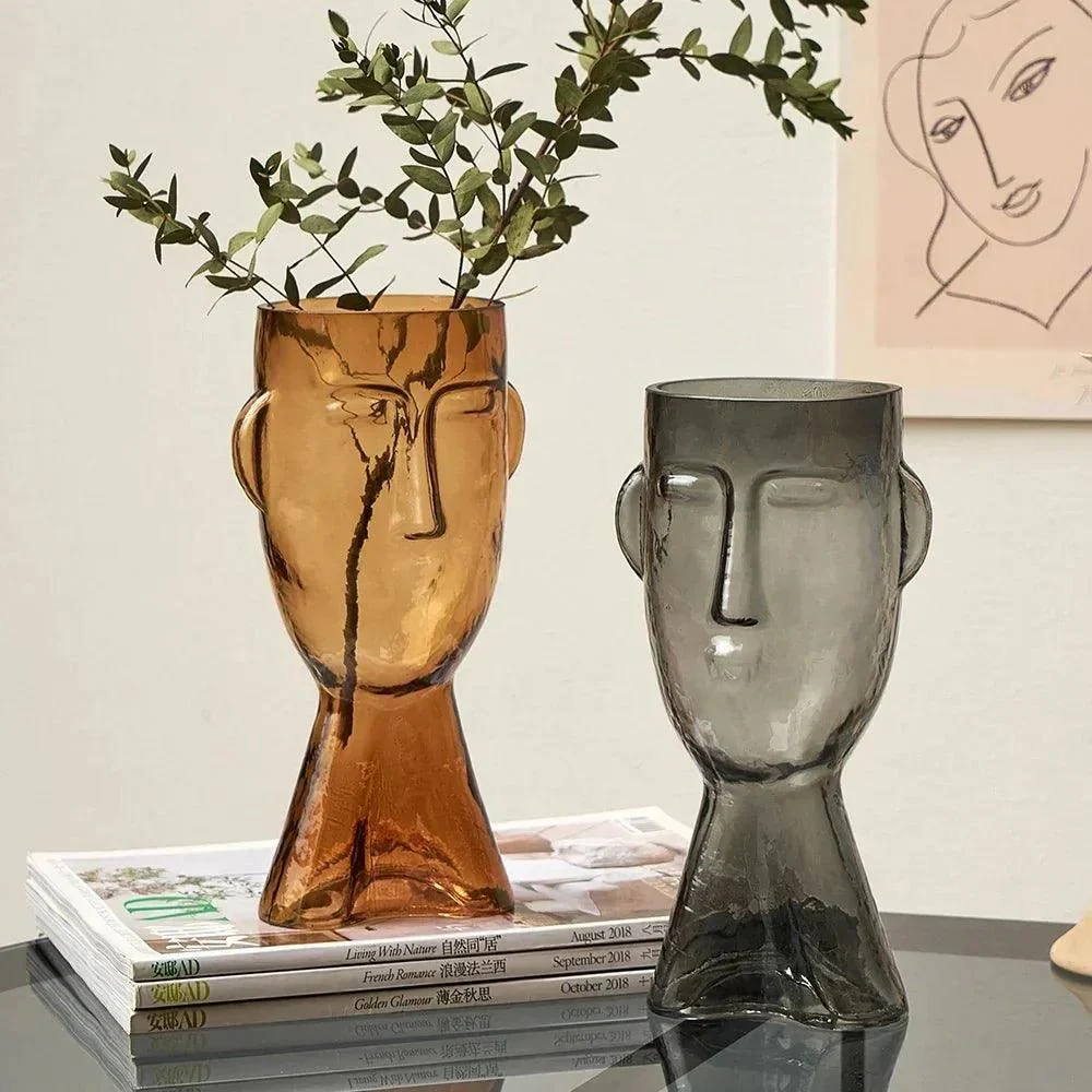 Creative Glass Head Shape Decorative Vase -  - #tag1#