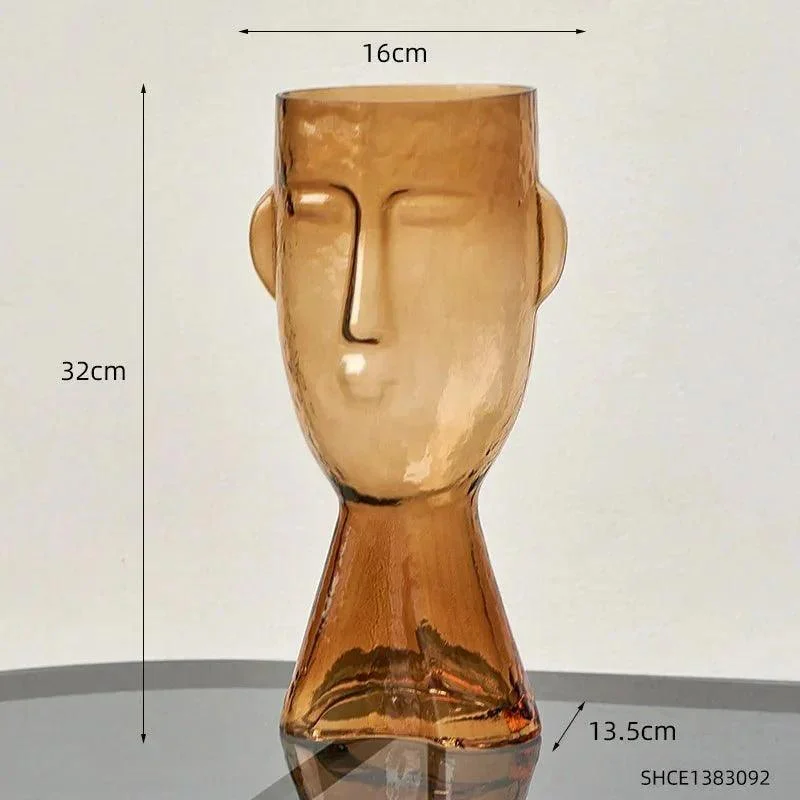 Creative Glass Head Shape Decorative Vase -  - #tag1#