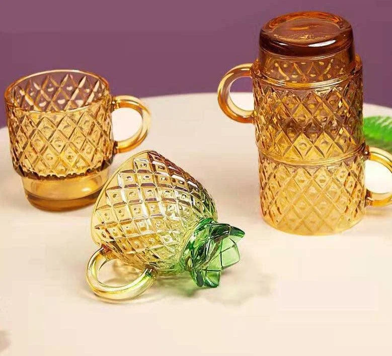 Creative Glass Pineapple Cup Set 4 -